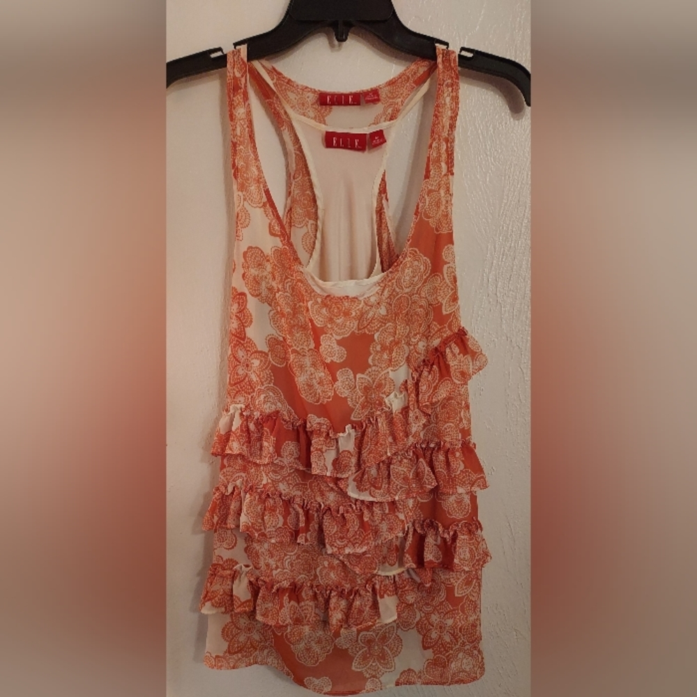 Elle Women's or Junior's Layered Tank Top Blouse Size Medium 2 Shirts total